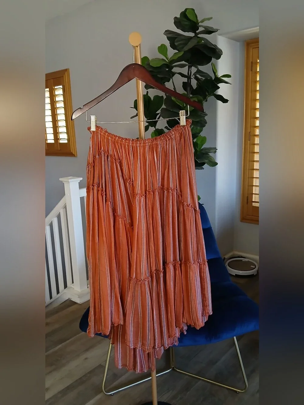 Free People One Ember Printed Midi  Skirt in Terracota. Size S